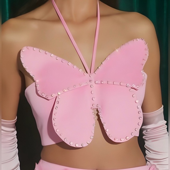 Forever 21 Tops - Wicked: Glinda Pink Butterfly Embellished Top